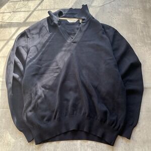 Orvis Sweater Mens XXL Blue V Neck Long Sleeve Pullover Knit Vintage 100% Cotton